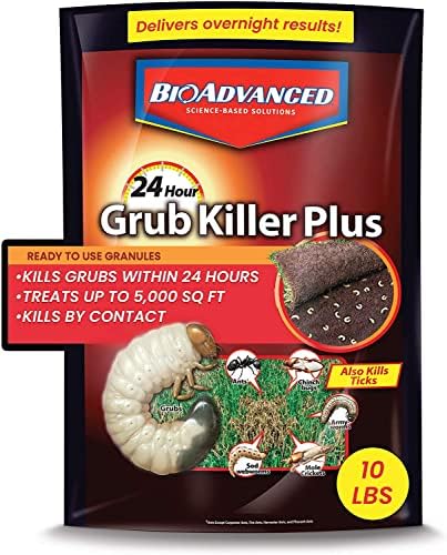 BioAdvanced 24 Hour Grub Killer Plus, Granules, 10 lb with BioAdvanced Season Long Grub Control, Ready-to-Spread Granules, 10 LB