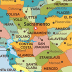California Counties Map - Large - 48" x 43.25" Laminated