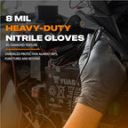 Herkules Grip Heavy Duty 8Mil Black Nitrile Gloves,3D Raised Diamond Texture-Latex & Powder-Free Industrial, Mechanic