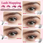 Lash Clusters Kit - 30D 40D Lash Clusters WideSpan 8-16MM Eyelash Clusters D Curl Lash Extension Kit Natural Wispy Eyelash Extension Kit Lashes Clusters with Bond Seal Cluster Eyelash Extensions DIY
