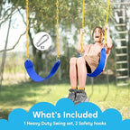 TURFEE Swing for Outdoor Swing Set - Pack of 1 Seat Replacement Kit with Heavy Duty Chains - Backyard Swingset Playground Accessories for Kids (Blue)