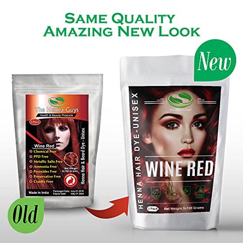 Wine Red Henna Hair & Beard Dye/Color - 3 Pack - The Henna Guys