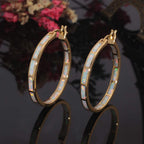 CiNily Big Gold Hoop Earrings Womens Opal Hoop Earrings 14K Gold Plated