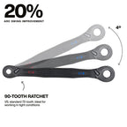 KLEIN TOOLS 68214 4-in-1 Reversible Ratchet Wrench, Box Wrench, SAE Hex Sizes 1/4, 5/16, 3/8, and 7/16-Inch, 90-Tooth Ratchet, Pass-Through Design