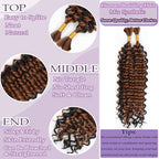 Human Braiding Hair Mix Synthetic Boho, 16 Inch Deep Wave Bulk for Boho Braids 2 Pcs Curly Bohemian Wet and Wavy Braiding Hair (P4/30#, 16 Inch)