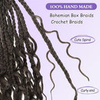 Goddess box braids Crochet Hair,10inch Pre Looped Crochet Boho Braids with curly Ends,8pcs Boho Box Braids Crochet Hair Extensions for Black Women