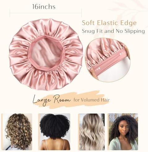 YANIBEST Satin Bonnet for Sleeping Women Double Layer Hair Silk Bonnets for Sleeping with Elastic Band