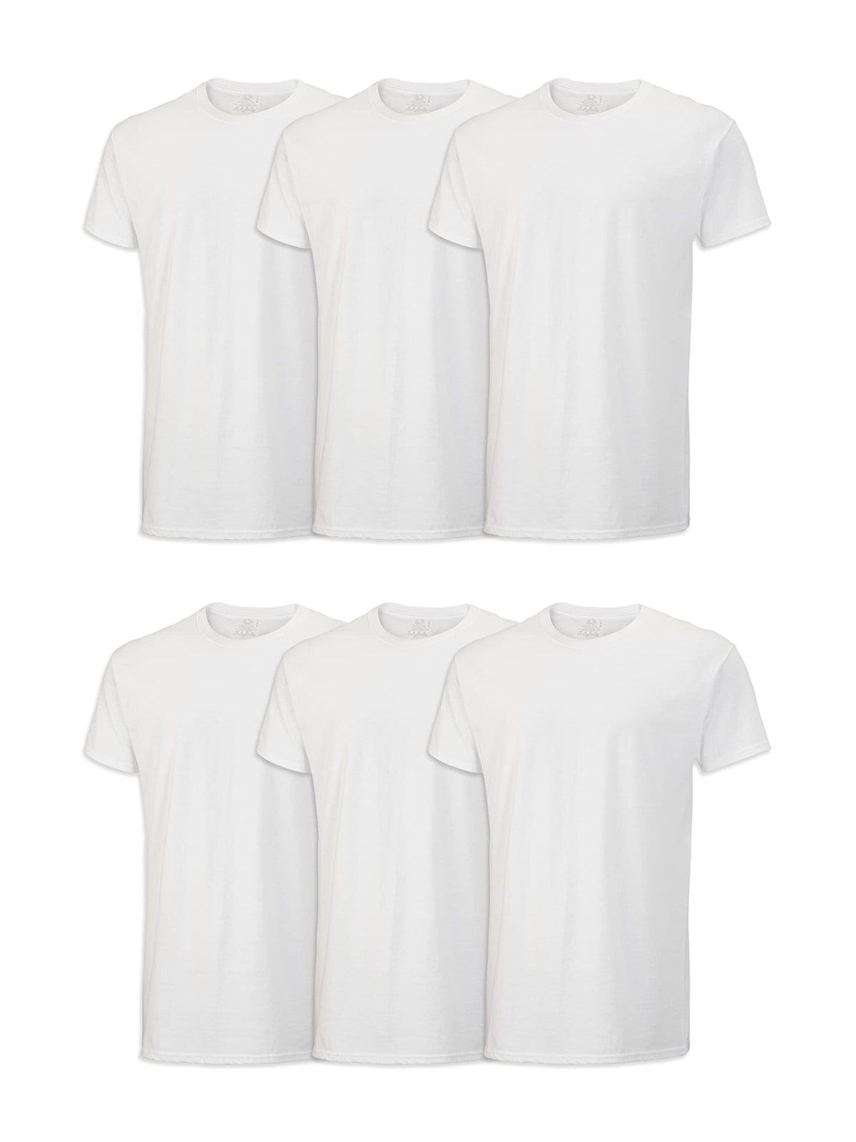 Fruit of the Loom Mens Stay Tucked Crew T-Shirt Underwear, Classic Fit - White 6 Pack, Large US