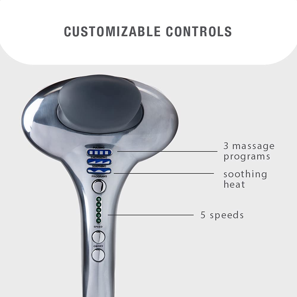 Brookstone B-HHP-650J Cordless Neck, Back Percussion Massager Deep Kneading Dual-Node Portable Light-Weight Rechargeable Brookstone Max 2, Silver ()