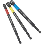 Klein Tools 65411PK3 Magnetic Color-Coded Power Nut Setter Set, 1/4-Inch Impact Hex Drive, 5-Inch Shaft, Extended Reach, 3-Piece