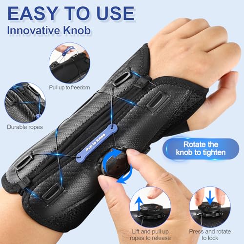 NEENCA Carpal Tunnel Wrist Brace for Night Support,Knob Adjustable Hand Brace for Tendonitis,Arthritis Pain，Sprain,Wrist Splint Support with Sleeves for Women&Men. (Right Hand, Small)