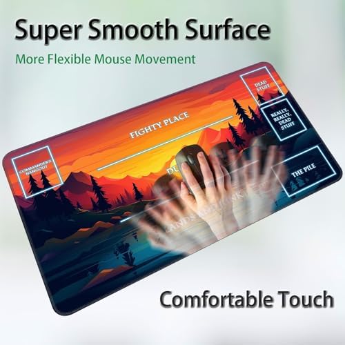for MTG Game Playmat, for Magic TCG Rubber Play mat,Tabletop Card Playmats with Smooth Surface,Trading Card Inked Game Mat with White Zones,Battle Game,Sunset Forest