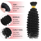 Deep Wave Bulk Human Hair for Braiding 110g 12A Brazilian Virgin Curly Human Hair Extensions for Boho Braids Human Hair 28 Inch Wet and Wavy Human Braiding Hair 2 Bundles/Pack Natural Color
