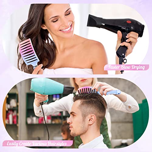 Boar Bristle Hair Brush, Curved Vented Detangler Brush Faster Blow Drying, Paddle Detangling Brush for Women Men Kids Wet Dry Long Curly Thick Straight Hair, Make Hair Shiny and Healthier(Purple+Blue)
