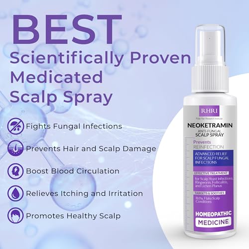 Neoketramin Antifungal & Anti-Dandruff Scalp Spray for Dry and Itchy Scalp | Soothes Psoriasis, Ringworm, & Folliculitis | Builds with Tea Tree Oil, Paraben Free, Sulphate Free for Scalp Treatment