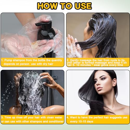 Hair Dye Shampoo 3 in 1, Herbal Shampoo Hair Dye for Women Men, Grey Coverage Shampoo 500ml (Black)