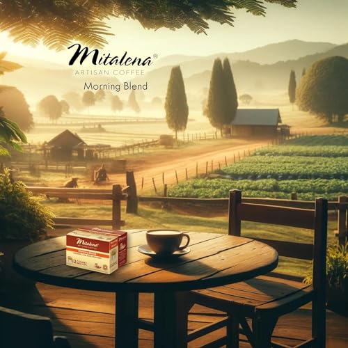 Mitalena Morning Blend Low Acid Coffee Pods - Medium Roast Organic Coffee for Keurig K-cup Coffee Maker - Enjoy Small Batch Artisan Coffee, Avoid Heartburn and Acid Reflux - 96 cups