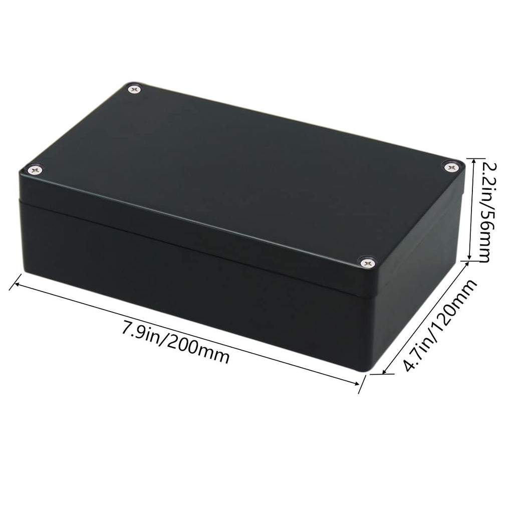 Junction Box, Zulkit Project Box IP65 Waterproof Outdoor Box ABS Plastic Electrical Boxes Electronic Enclosure Black 7.9 x 4.7 x 2.2 inch(200 x 120 x 56 mm)(Pack of 2)