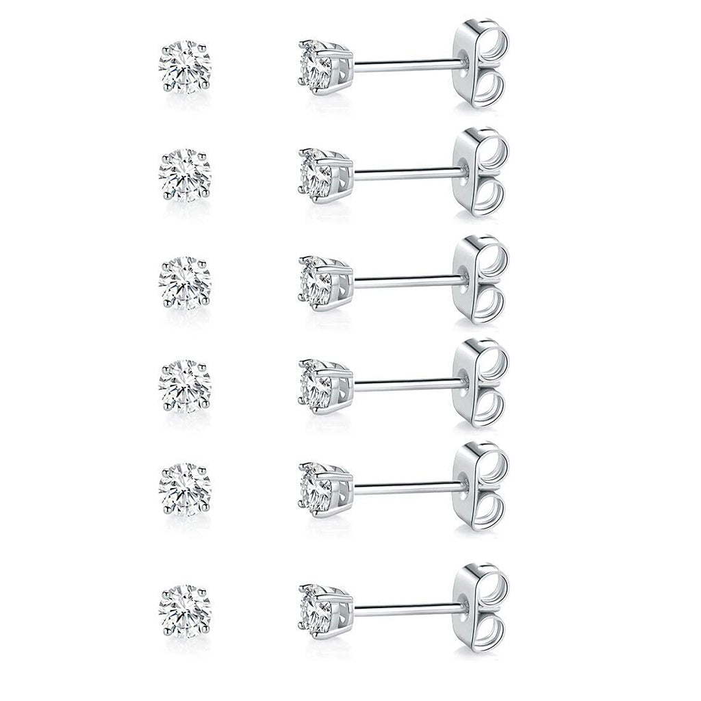 MDFUN Stud Earrings for Women Hypoallergenic Cubic Zirconia Earring 3MM