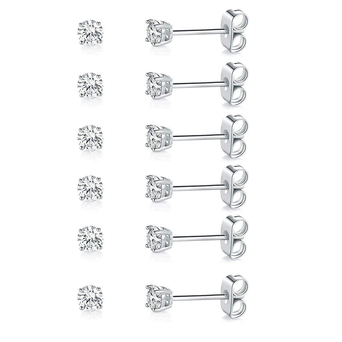 MDFUN Stud Earrings for Women Hypoallergenic Cubic Zirconia Earring 3MM