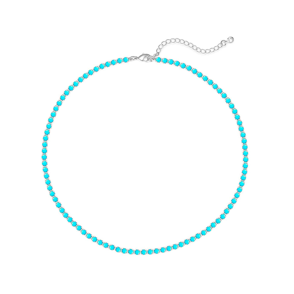 Luxval Turquoise Necklaces for Women Silver Tennis Necklaces Western Turquoise Boho Necklace Beach Summer Everyday Western Jewelry Gifts