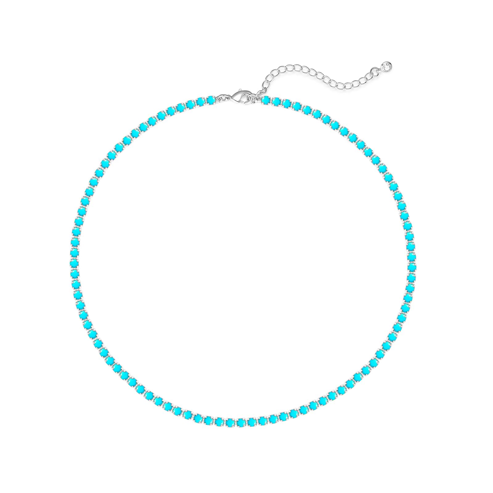 Luxval Turquoise Necklaces for Women Silver Tennis Necklaces Western Turquoise Boho Necklace Beach Summer Everyday Western Jewelry Gifts