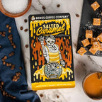 Bones Coffee Company Salted Caramel Flavored Coffee Beans, Whole Bean Coffee Medium Roast Low Acid, Salted Caramel Flavor (12 oz)