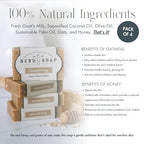 Bend Soap Company All Natural Handmade Goat Milk Soap for Dry Skin Relief, Oatmeal & Honey, 4.5 oz 4 pack