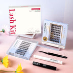 Lash Clusters Kit, Wispy & Natural Clusters Lashes Extension Kit, 48 Cluster Eyelash Extensions Soft Individual Lashes, with Clusters Lash Glue Remover Applicator DIY at Home(Wispy-C-Kit)