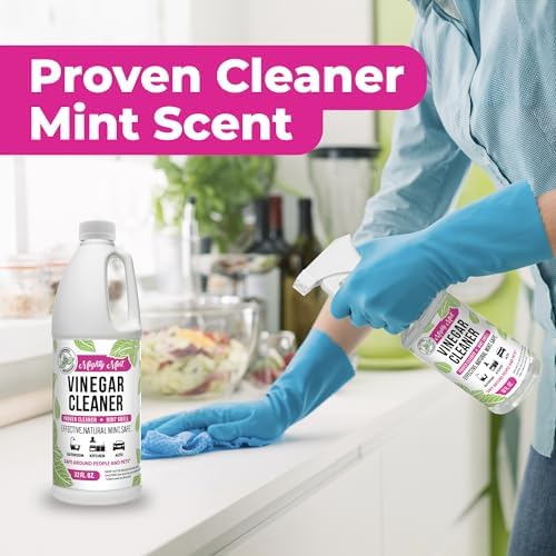 Mighty Mint Vinegar Cleaner, Non-Toxic, All-Purpose Cleaning for Household Surfaces, Natural Mint Scent, 32oz