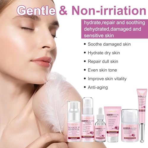 Christmas Gifts for Women,Skin Care Set,Anti-Aging Moisturizing Repair Soothing Snail Mucin Serum Facial Skin Care Routine Kit for Sensitive Dull Skin & Fine Lines,Skincare Gift Set Teenage Teen Girl