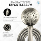 Luxury Spa Series, 6 Spray Settings 4.5 inch Hand Held Shower Head, Extra Long Stainless Steel Hose, MAXX-imize Your Shower with Showerhead in Brushed Nickel Finish