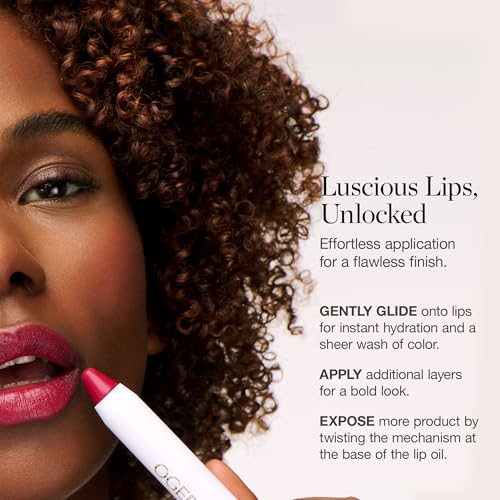 Ogee Tinted Sculpted Lip Oil - Lip Stain Made with 100% Organic Coconut Oil, Jojoba Oil, and Vitamin E - Best as Lip Balm, Lip Color or Lip Treatment - AZALEA