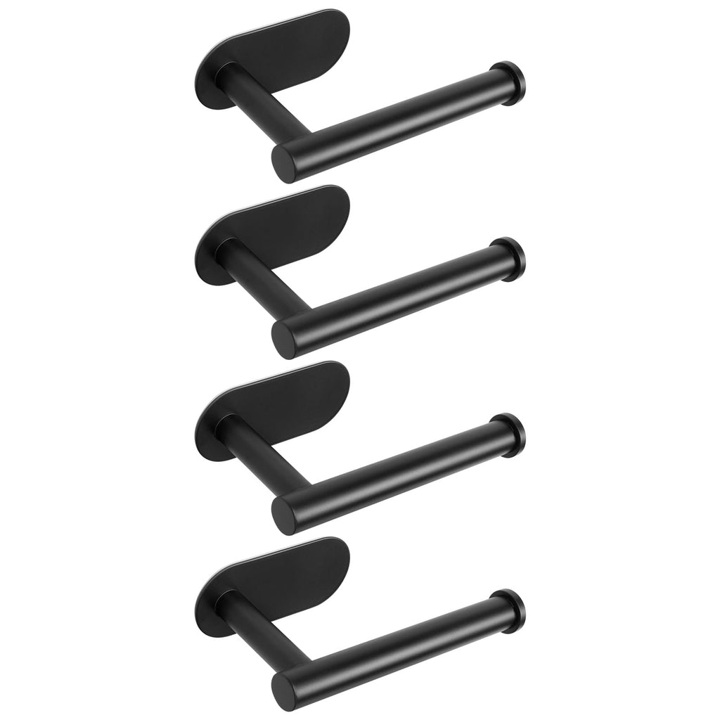 NearMoon Toilet Paper Holder Self Adhesive, Premium Thicken SUS304 Stainless Steel Rustproof Adhesive Toilet Roll Holder no Drilling for Bathroom, Kitchen, Washroom (4 Pack, Matte Black)