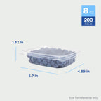 Karat [8oz -200 ct Small Clamshell Containers with Lids, For Berries, Fruits, Nuts, and Home Meal Prep - Clear Plastic Food Containers, Take Out Containers