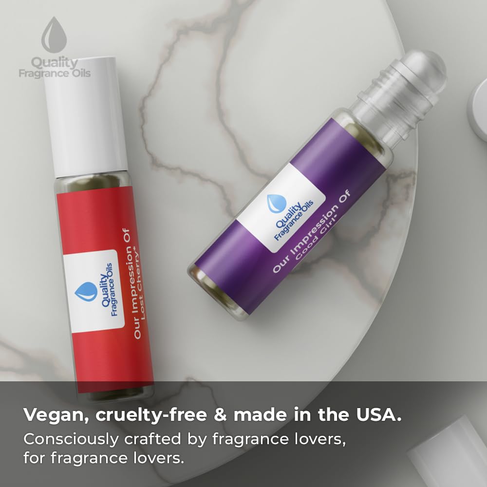Quality Fragrance Oils' Jasmine Mon Noir Impression #298 | Long-Lasting Perfume Oil, Alcohol-Free, Strong Scent, 10ml Roll-On | Affordable Alternative to Designer Fragrances