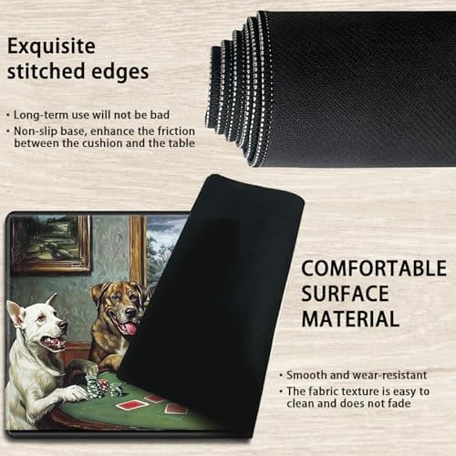 Playmats for Magic: The Gathering MTG Card Game Mat Plus 50 Pcs Card Sleeves, 24 x 14 inch TCG Mat with Stitched Edge for Commander Deck Duskmourn Board Game, Dogs Play Poker