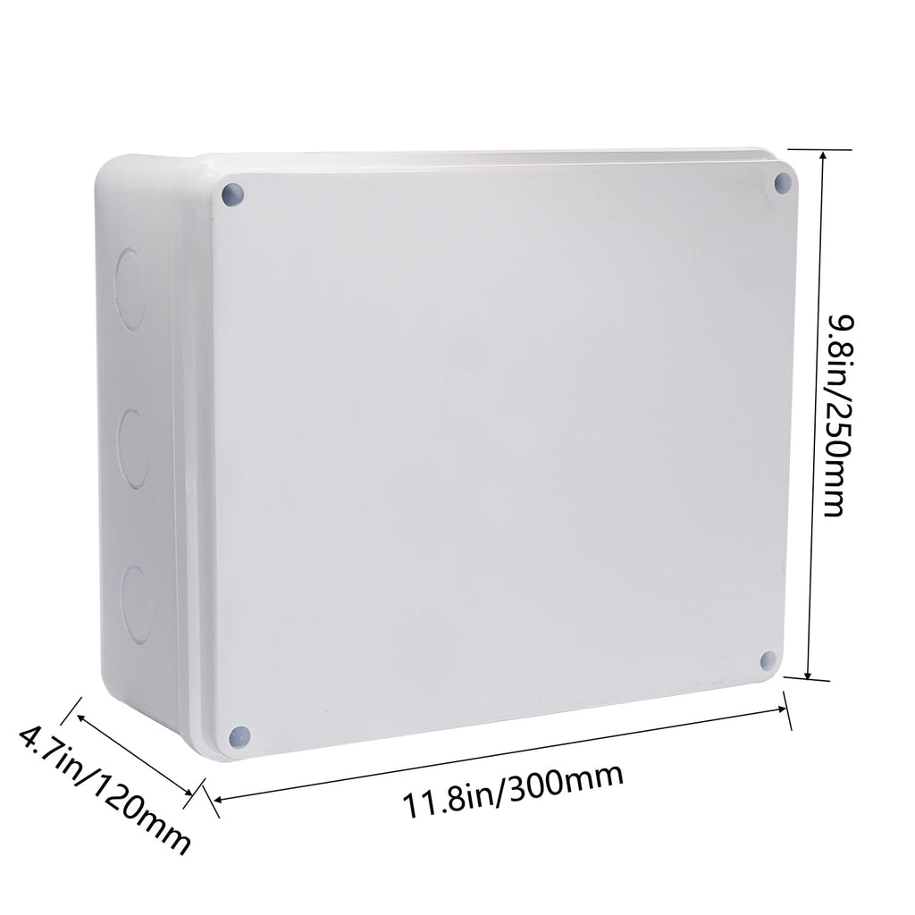 LuSumtly Junction box Dustproof Waterproof IP65 ABS Plastic Electrical Boxes, Indoor & Outdoor Electrical Power Cord Enclosure Universal Project Box DIY Case White 11.8 x 9.8 x 4.7 inch(300x250x120mm)
