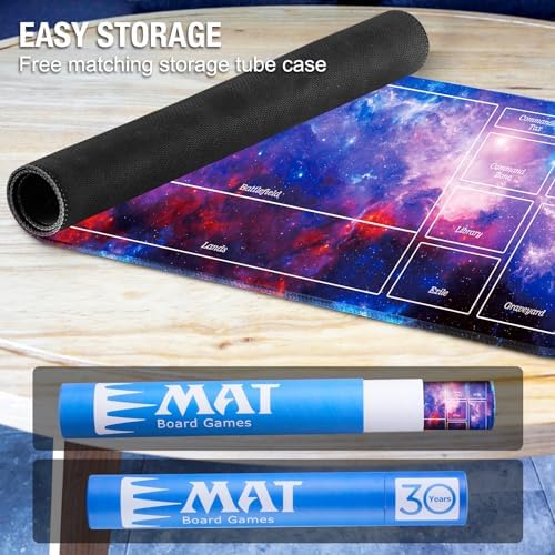 Stitched MTG Playmats for Magic The Gathering Play Mat with Tube Case for MTG Card Game Playing (Starry Zones)