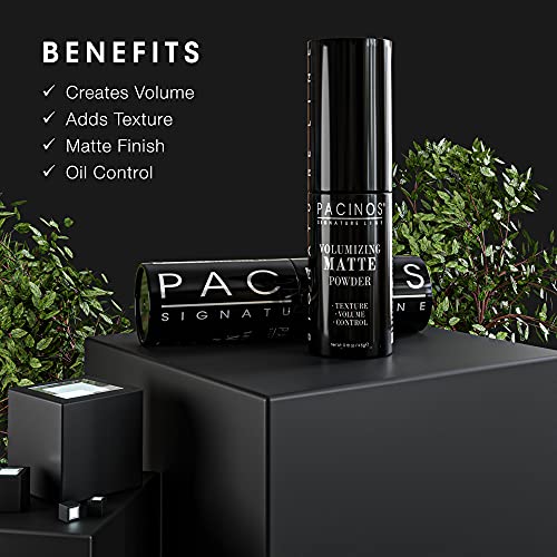 Pacinos Volumizing Matte Hair Powder - Adds Texture, Volume, Controls & Absorbs Excess Oil for Natural Finish, All Hair Types, 4.5 g.