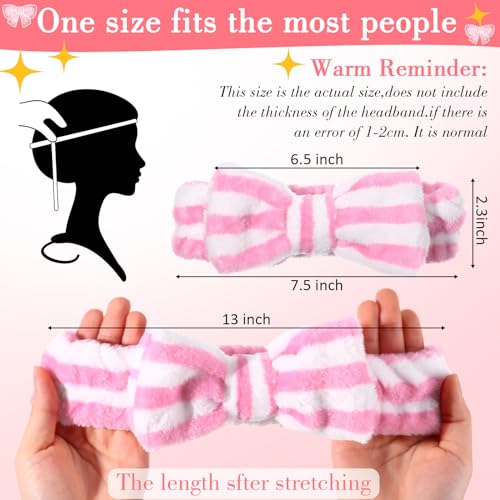 WILLBOND 24 Pack Spa Headband Bow Hairband Facial Makeup Women Face Wash Adjustable Skincare Headbands Flannel Towel Soft Head Wraps for Women Shower Washing Face(Cute Pattern)