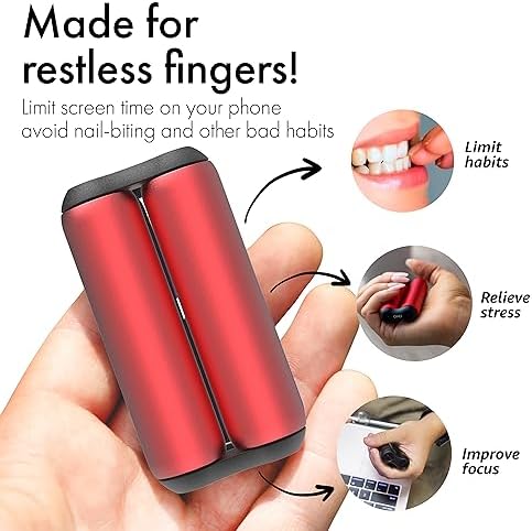 ONO Roller - Handheld Fidget Toy for Adults | Help Relieve Stress, Anxiety, Tension | Promotes Focus, Clarity | Compact, Portable Design (Junior Size/Aluminum, Red)