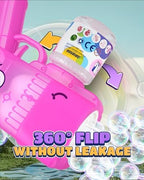 Bubble Gun 2 Packs for Kids, Automatic Bubble Machine with 2 Bottles &25 Bags Refill Solution, Bubble Maker Gifts for Kids, Outdoor Game Toys for Boys&Girls Ages 3+ (Green&Pink(8-Hole))