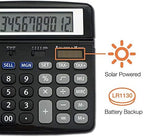 Victor 9700 12-Digit Standard Function Business Calculator, Battery and Solar Hybrid Powered Tilt LCD Display, Great for Home and Office Use, Black