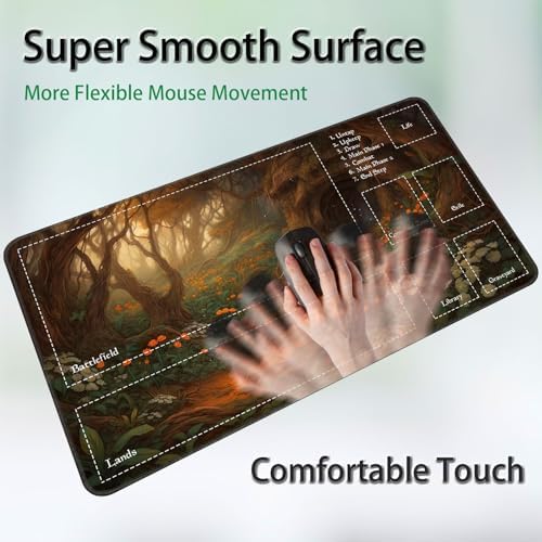 for MTG Game Playmat, for Magic TCG Rubber Play mat,Tabletop Card Playmats with Smooth Surface,Trading Card Inked Game Mat with Zones,Battle Game,Mysterious Tree Cave