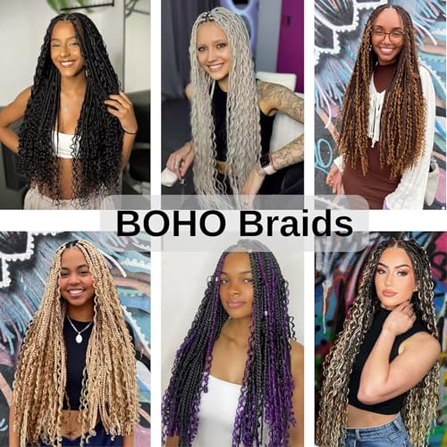 Purple Boho Hair for Braiding Hypoallergenic Boho Braiding Hair Knotless Braids for Black Women