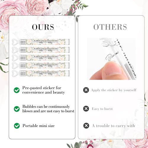 120 Count Wedding Mini Bubble for a Wedding Wands Bulk Heart Bubble Wand for Guests Send Off Party Supplies Valentine Anniversaries Celebration (Pink Flower)