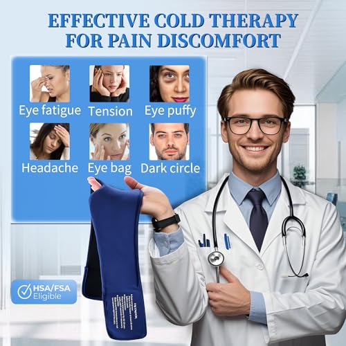 Cooling Gel Eye Mask Sleep - Puffy Eyes,Dark Circles,Migraine Relief, FSA HSA Eligible, FACEMOON Reusable Sleep Mask for Hot & Ice Cold Compress,Long-Lasting Comfort for Dry Eyes,Eye Strain(Blue)