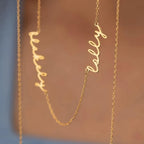 Ajiangwu 18K Gold Plated Name Necklace Personalized,Multiple Custom Name Necklace Family Necklace with Kids Names Customized Choker Necklace for Women