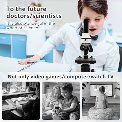 Microscope for Adults Professional:Compound Microscope for Kids 8-12,100X-2000X Kids Microscope Kit with Prepared Microscope Slides and Covers,Plant Stereo Microscopes for Kids Homeschool Lab